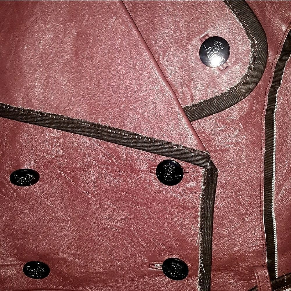 My Tribe Burgandy brown Leather Jacket Size Large - Picture 6 of 9